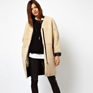 asos design cocoon shearling teddy coat